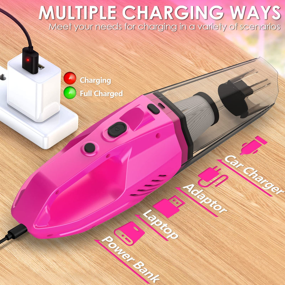 THINKWORK handheld vacuum close-up highlighting 8000Pa motor and compact design benefit