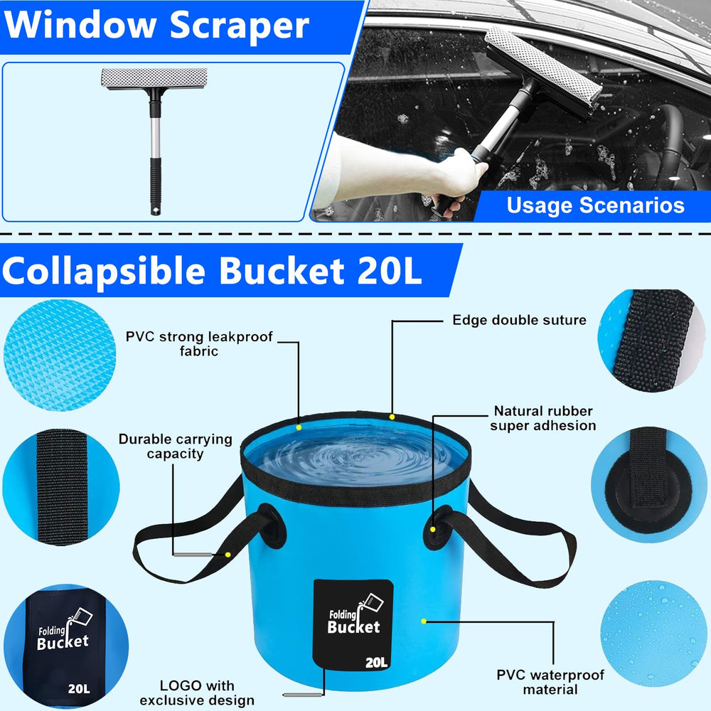 THINKWORK folding bucket with extendable mop showing reach and convenience benefit