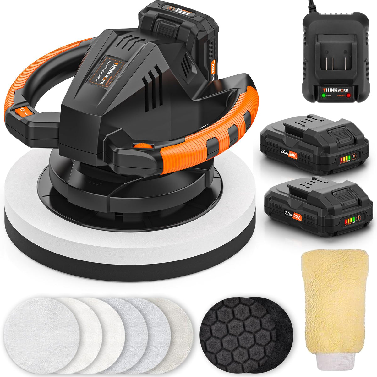 THINKWORK front view of polisher showing compact head and body, improves maneuverability