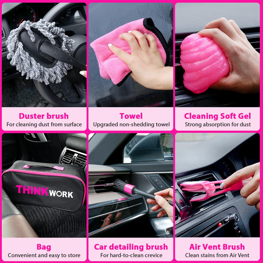 THINKWORK microfiber towels and windshield brush for streak-free glass benefit
