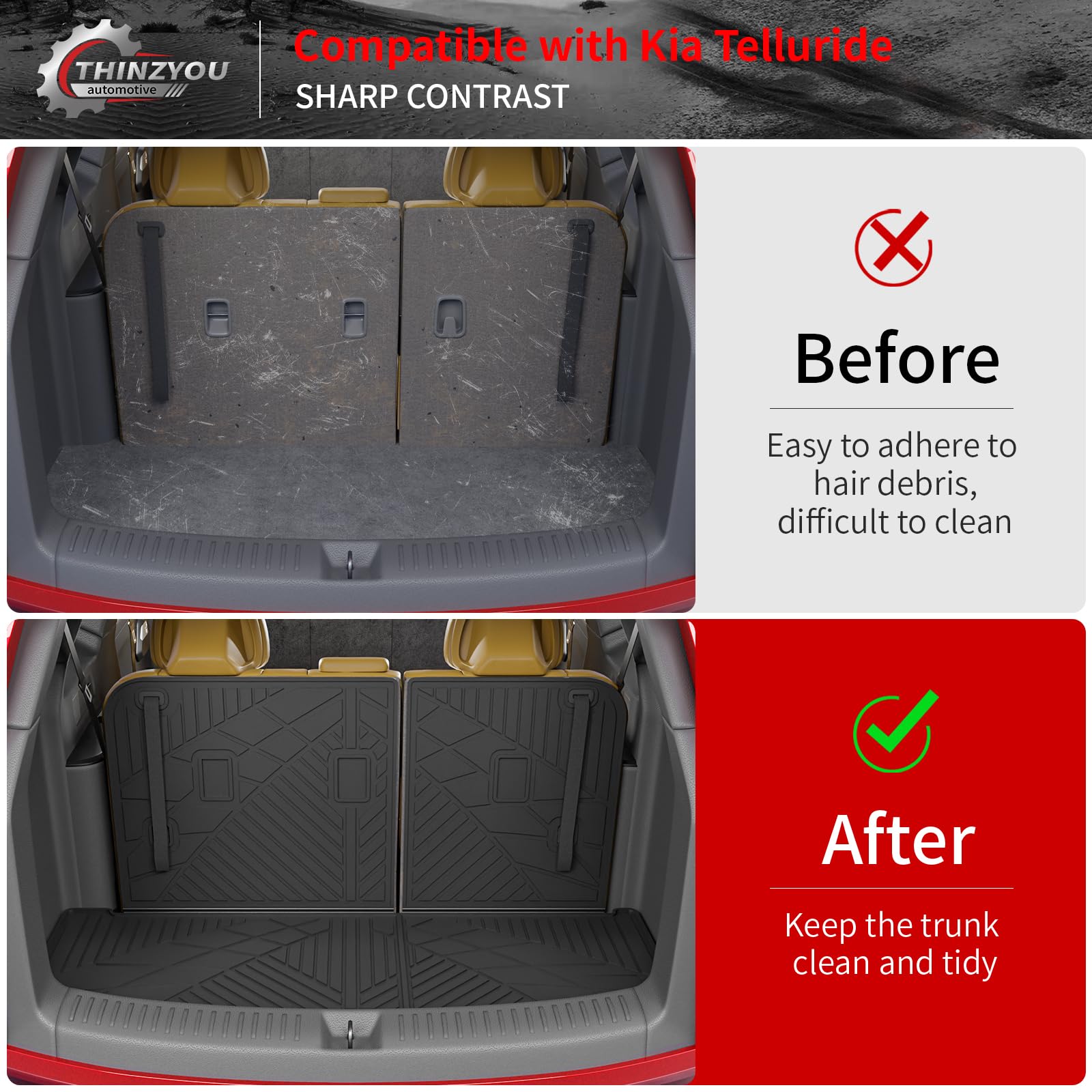 Thinzyou backrest protector attached to Telluride seats, secures cargo safely