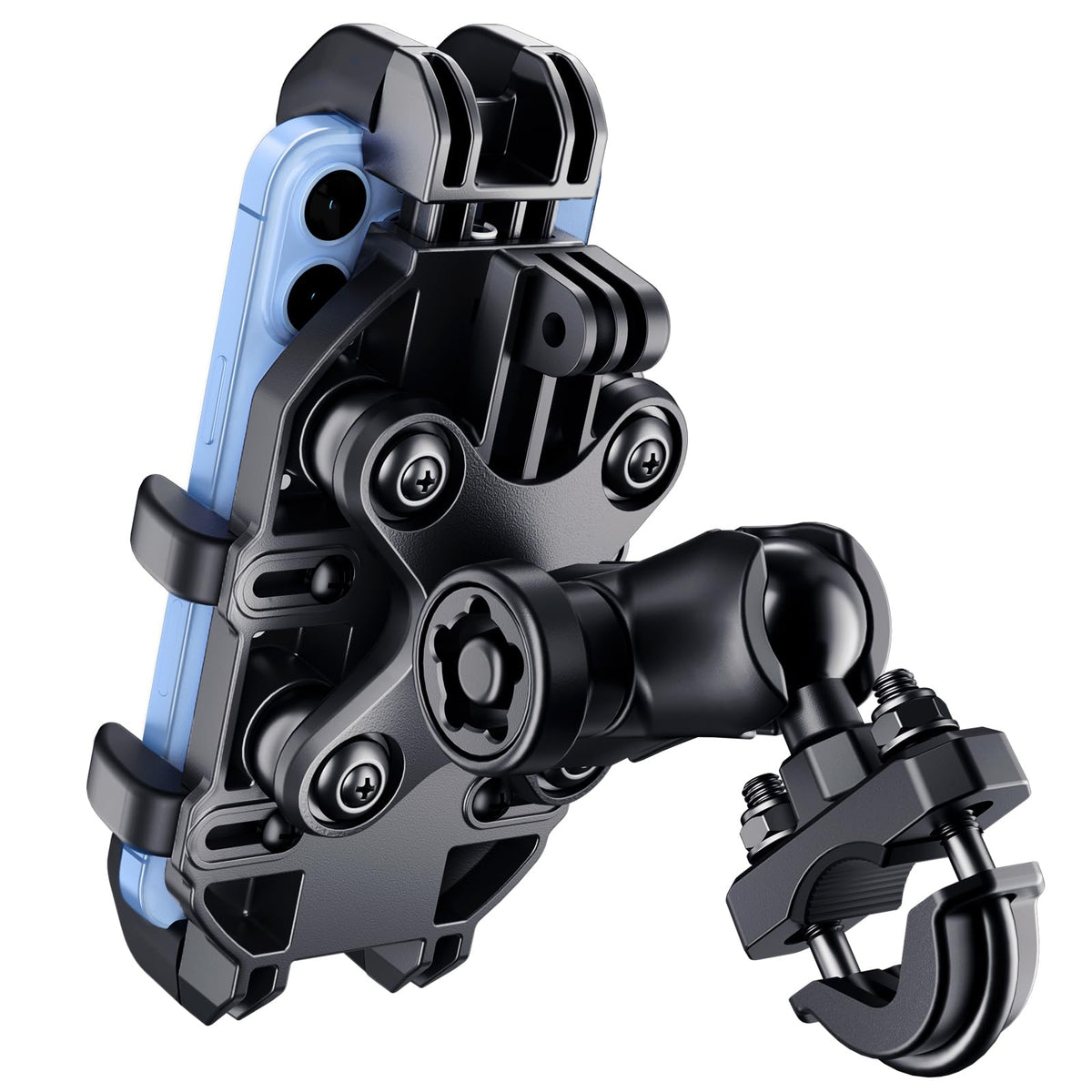 Thlevel front view on handlebar showing secure mount and clear screen visibility
