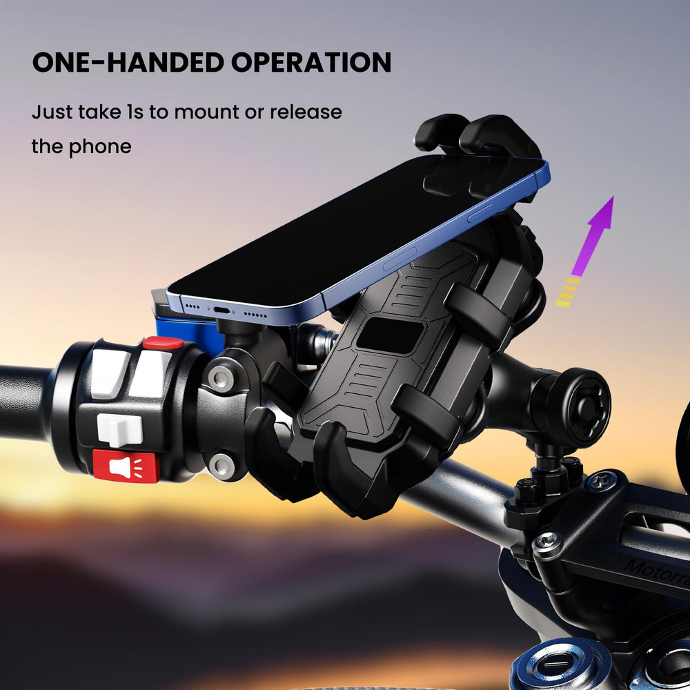 Thlevel lifestyle dirt bike navigation shot showing stable phone during off-road riding