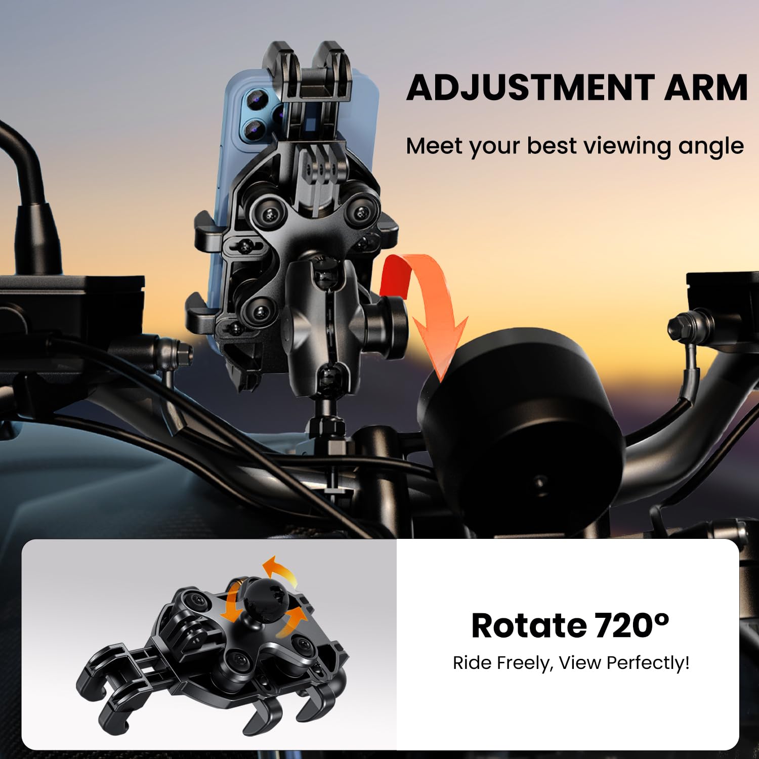 Thlevel phone mounted portrait and landscape showing versatile filming and map use