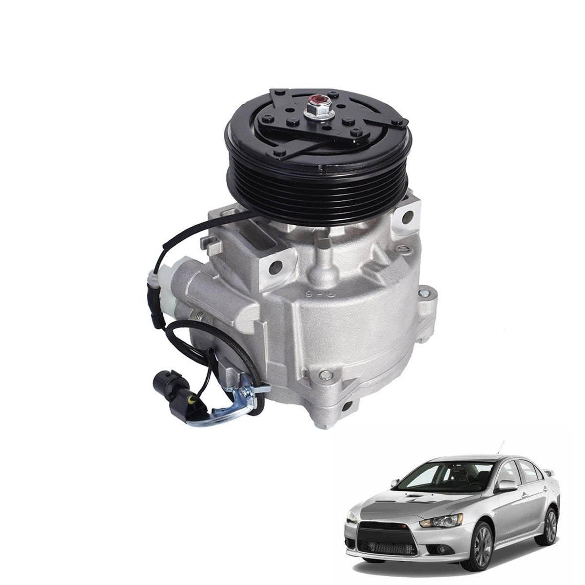 Thomletha AC compressor front view showing complete assembly and fitment benefit