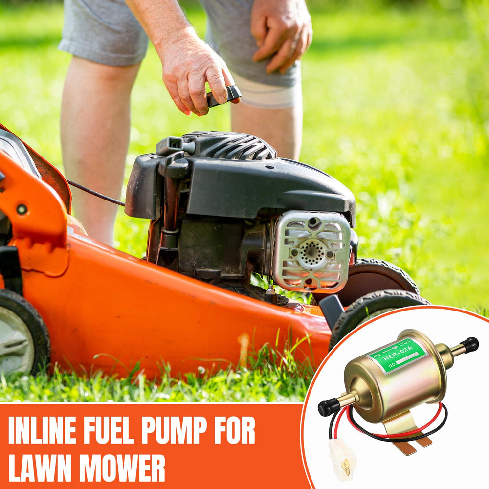 Threlaco mounted on lawnmower showing quiet operation and reliable fuel delivery during use