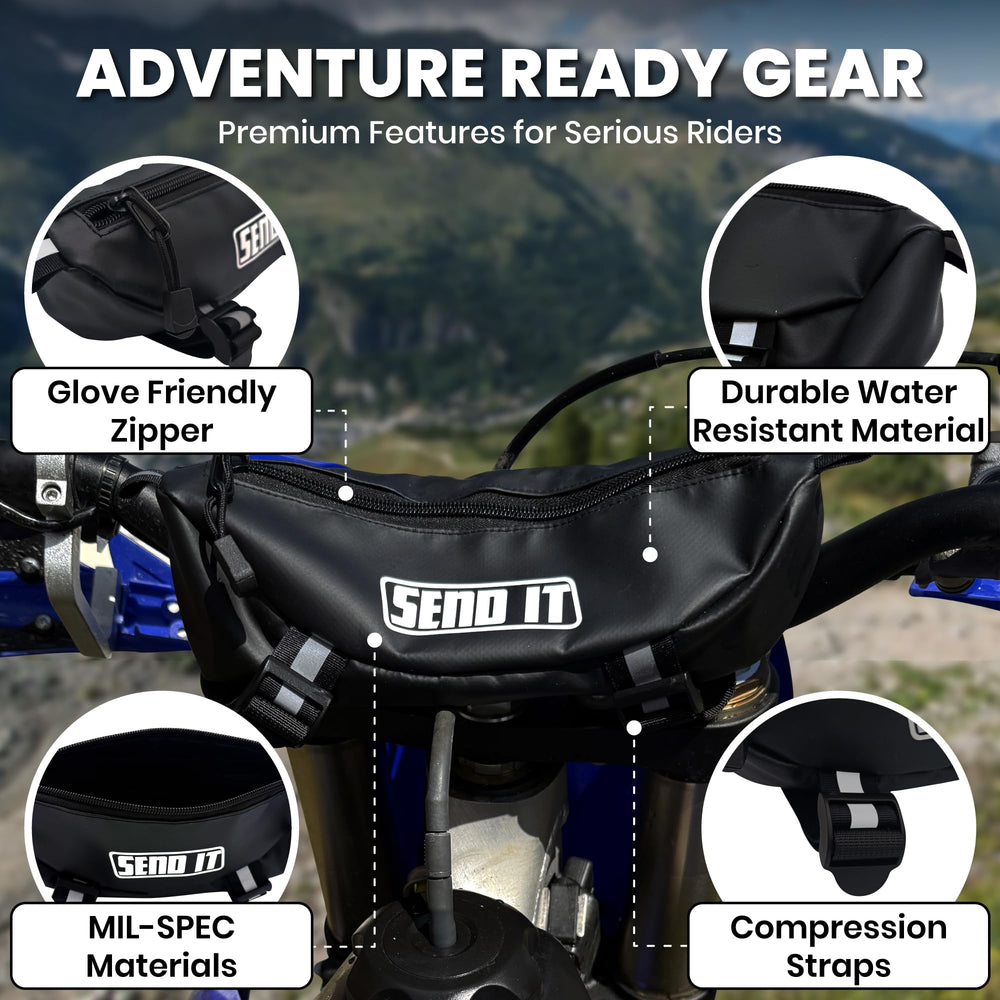 ThrottlePak mounted on dirtbike bars demonstrating stable, bounce-free fit