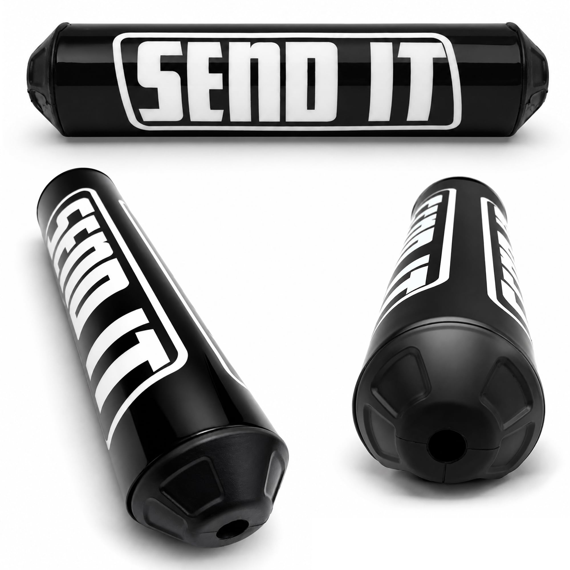 ThrottlePak SEND IT black graphic close-up showing bold branding and easy-read design