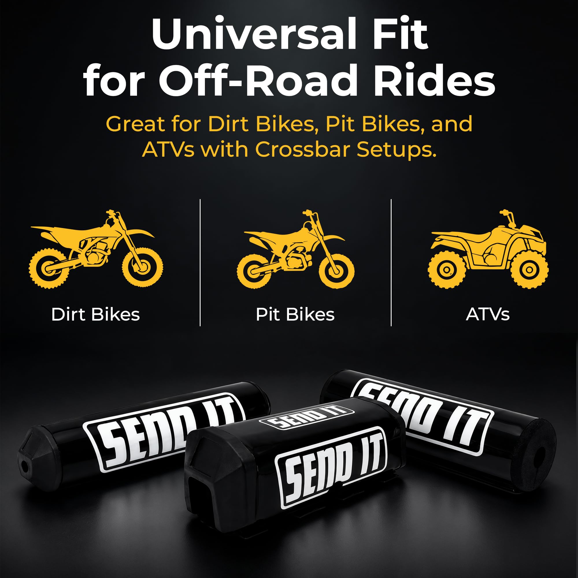 ThrottlePak SEND IT pad fitted to an ATV crossbar showing universal compatibility