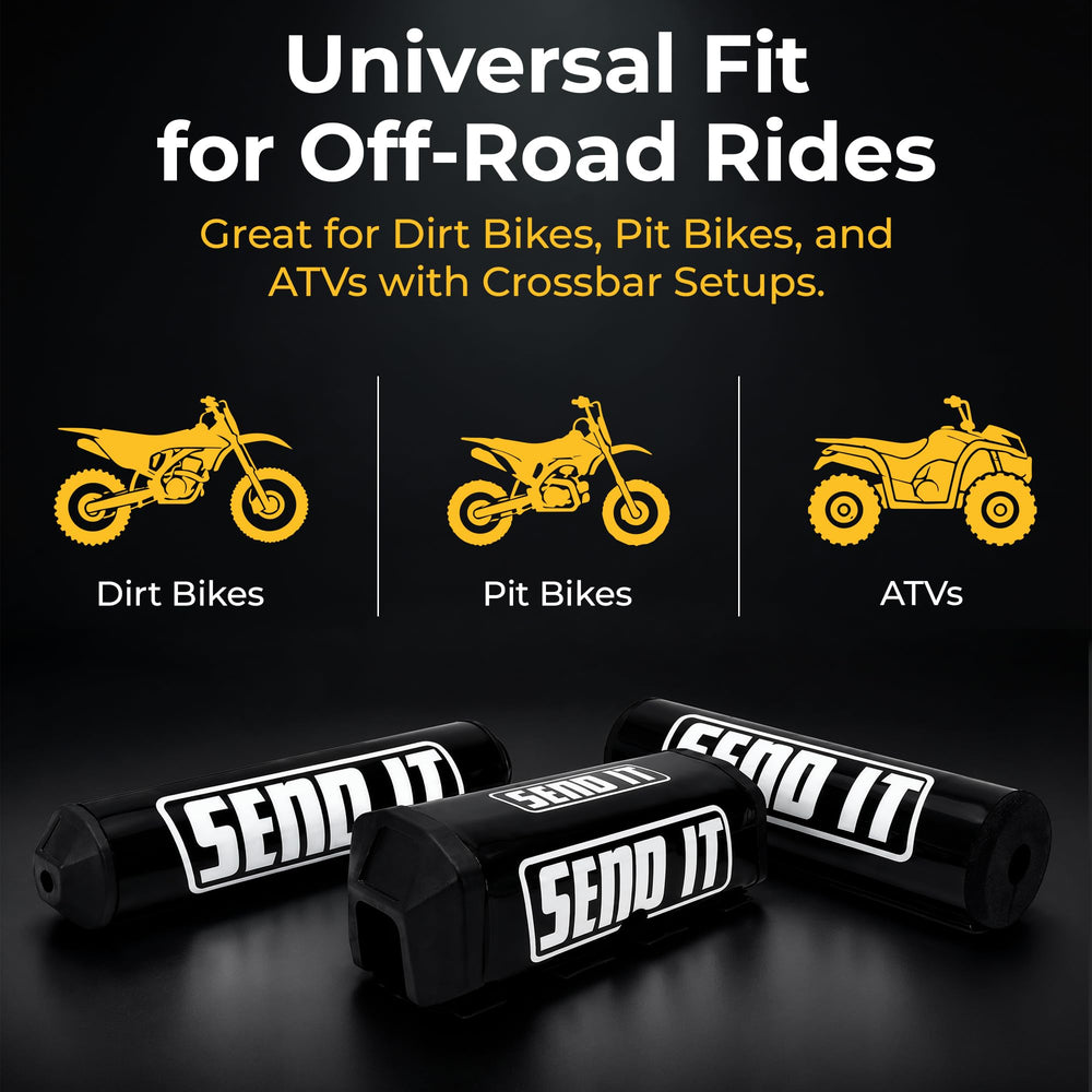 ThrottlePak SEND IT pad fitted to an ATV crossbar showing universal compatibility