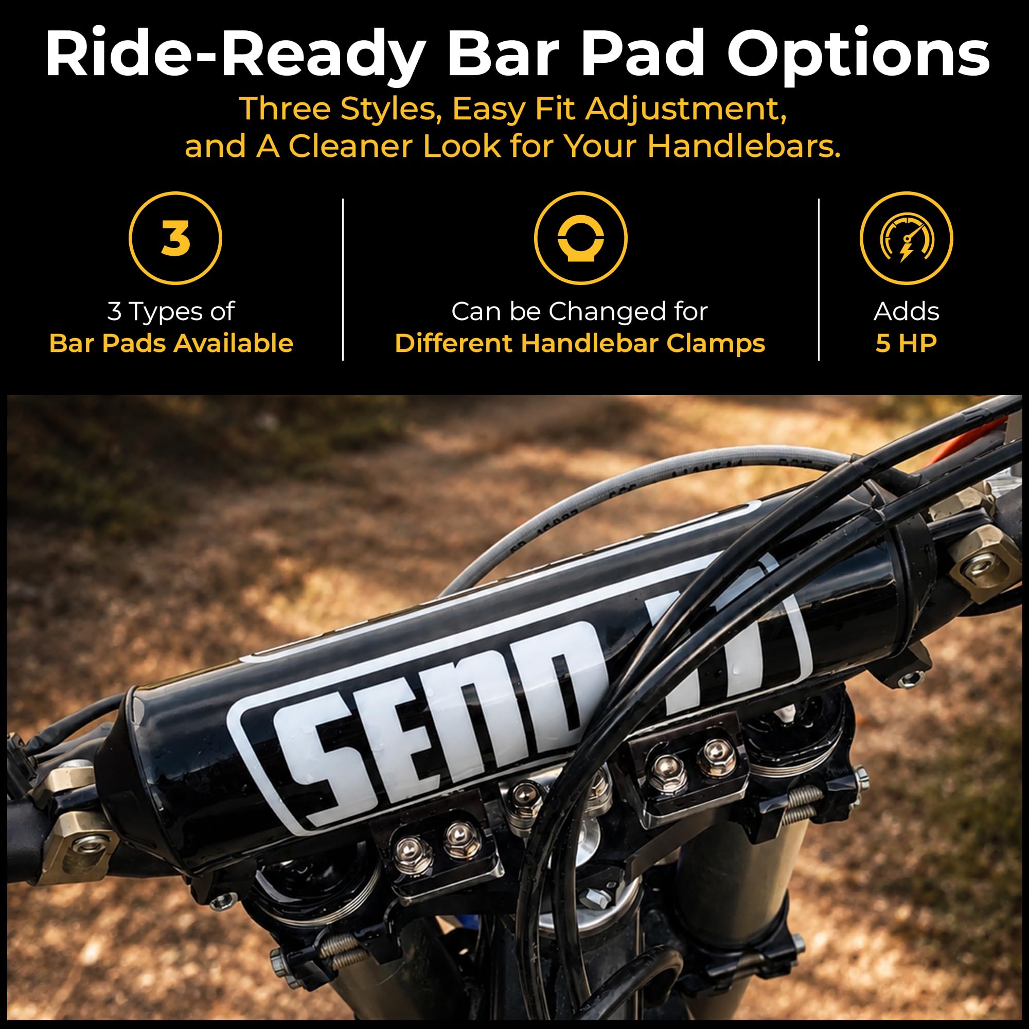 ThrottlePak SEND IT pad in a trail riding scene showing style and protective coverage