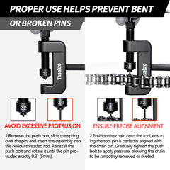 Thsakzo three pin sizes and two press plates detail for matching various chain pitches