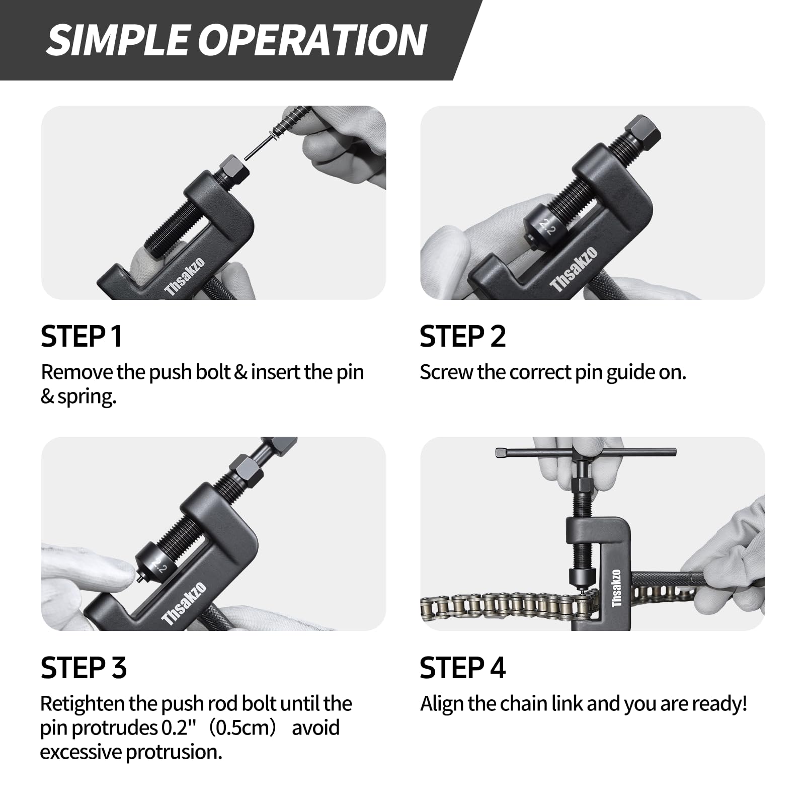 Thsakzo tool beside a coin and chain to show compact size and portability