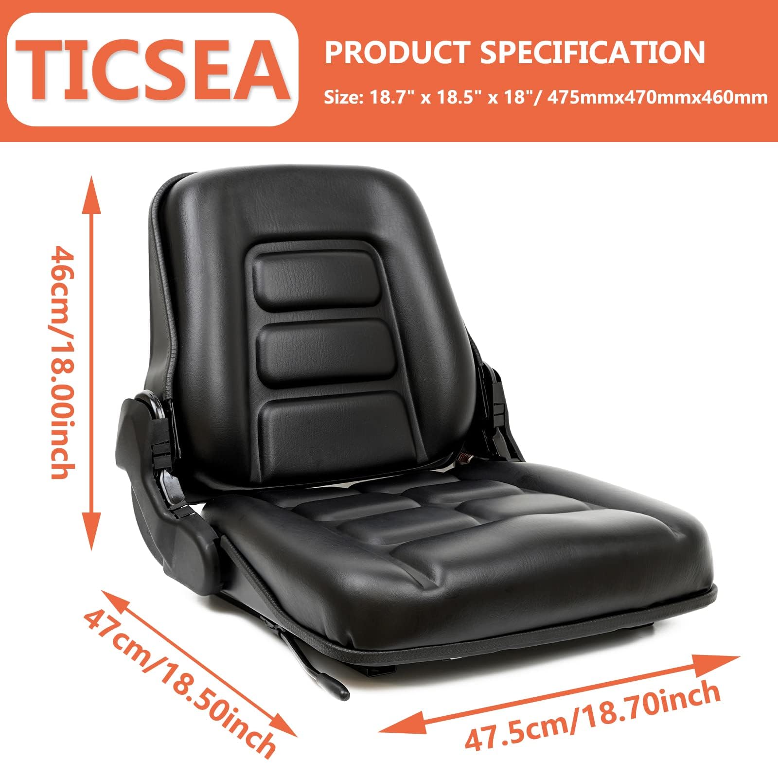 TICSEA seat backrest adjustment detail illustrating recline mechanism and safety