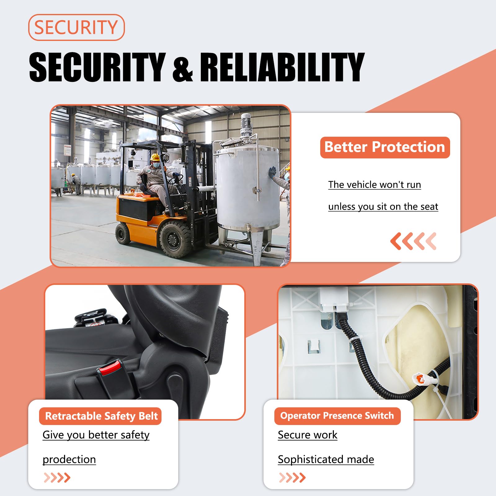 TICSEA side angle highlighting adjustable 45° backrest for operator comfort