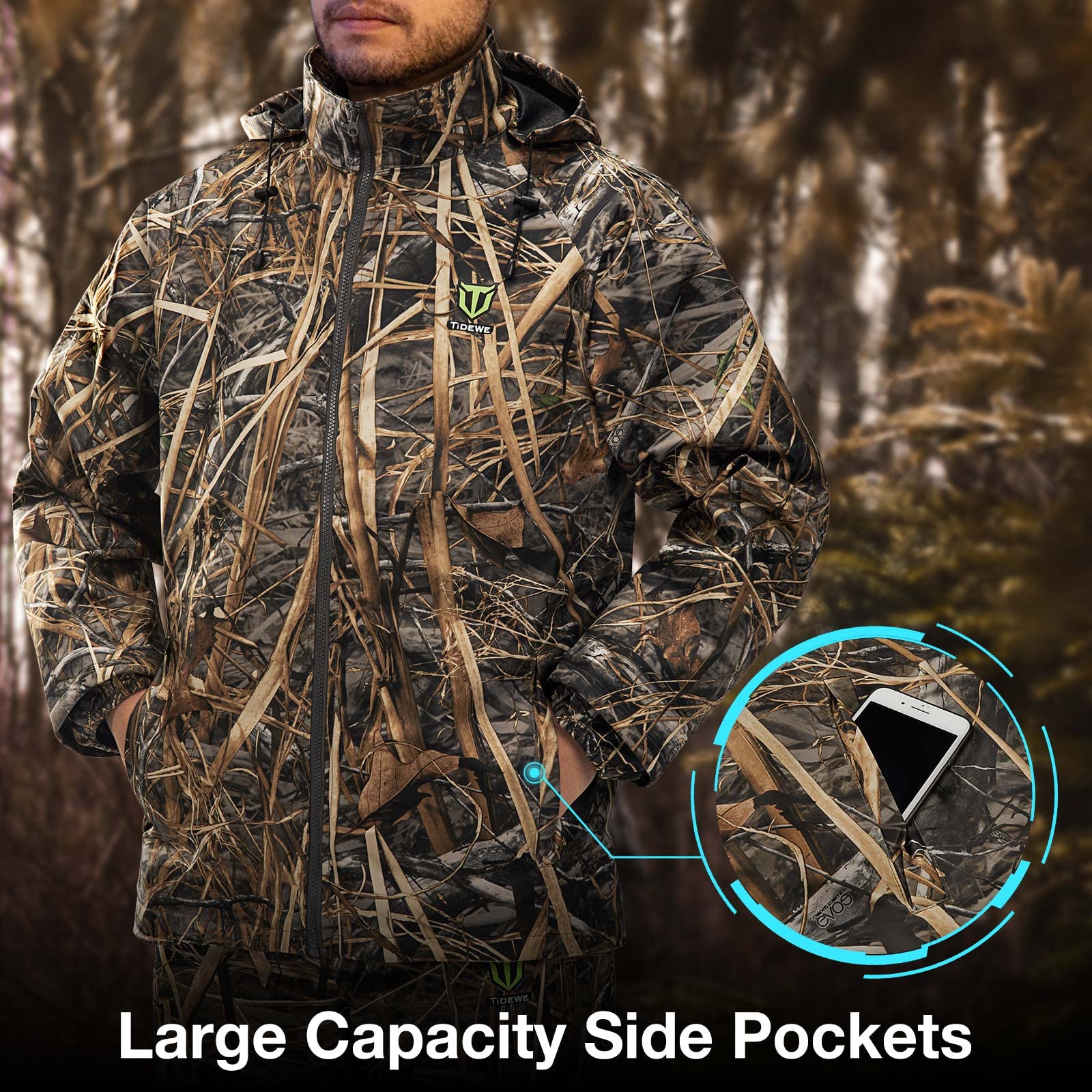 TIDEWE rain suit folded in included storage bag for compact transport