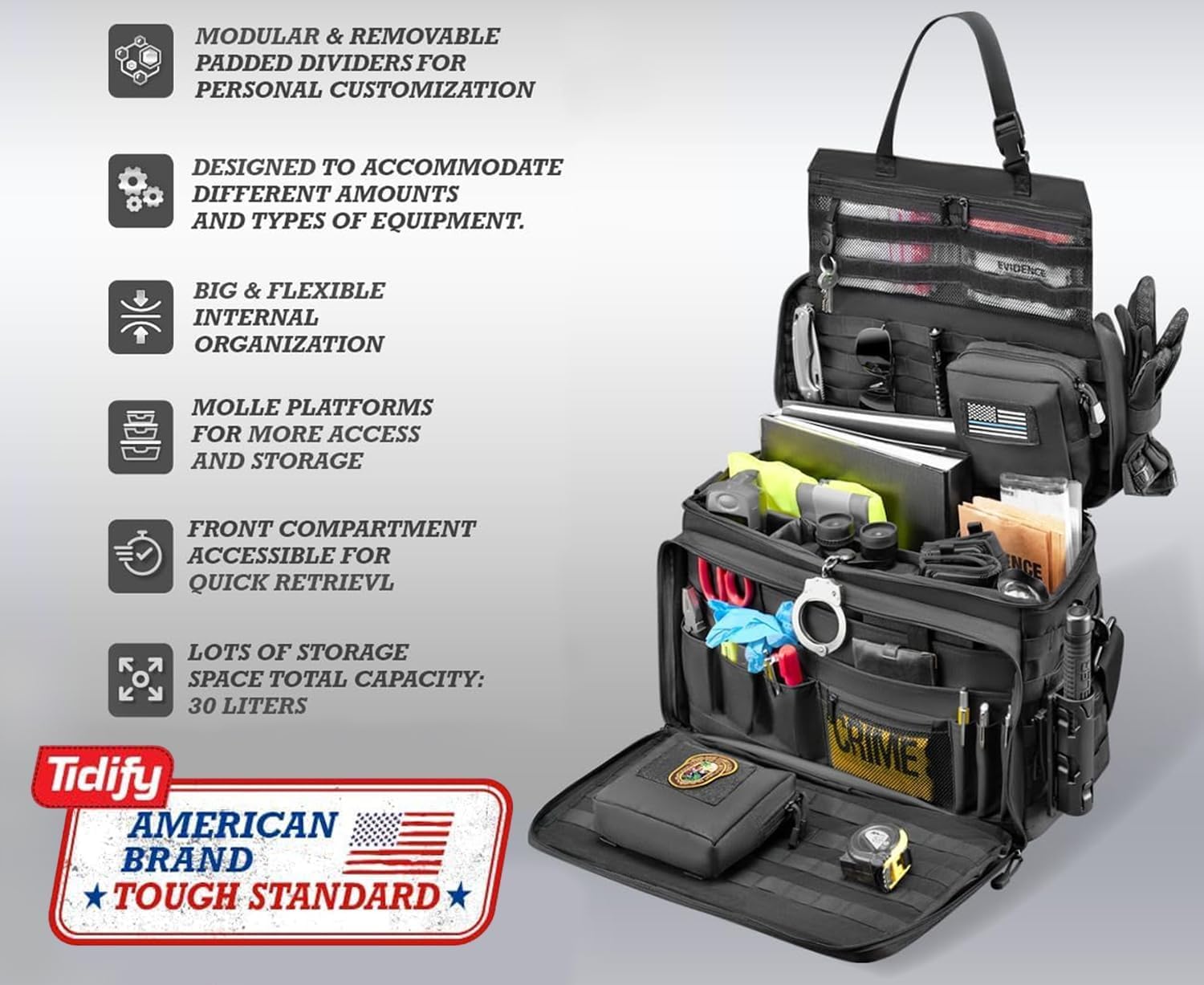 Tidify heavy-duty handle and zipper hardware built for frequent use