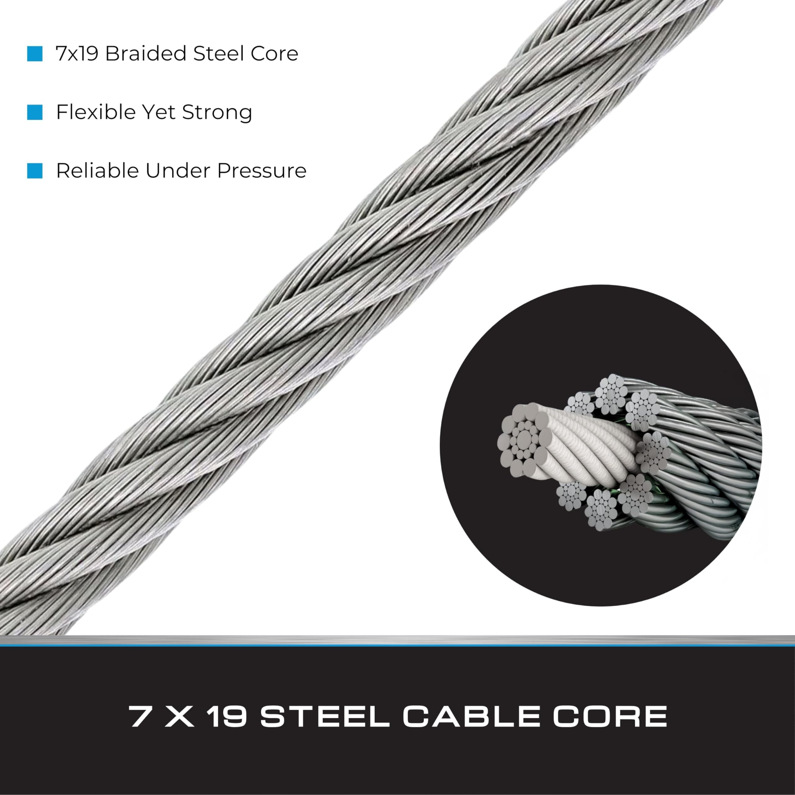 Tie Down cable fully extended to show reach and flexible towing benefit