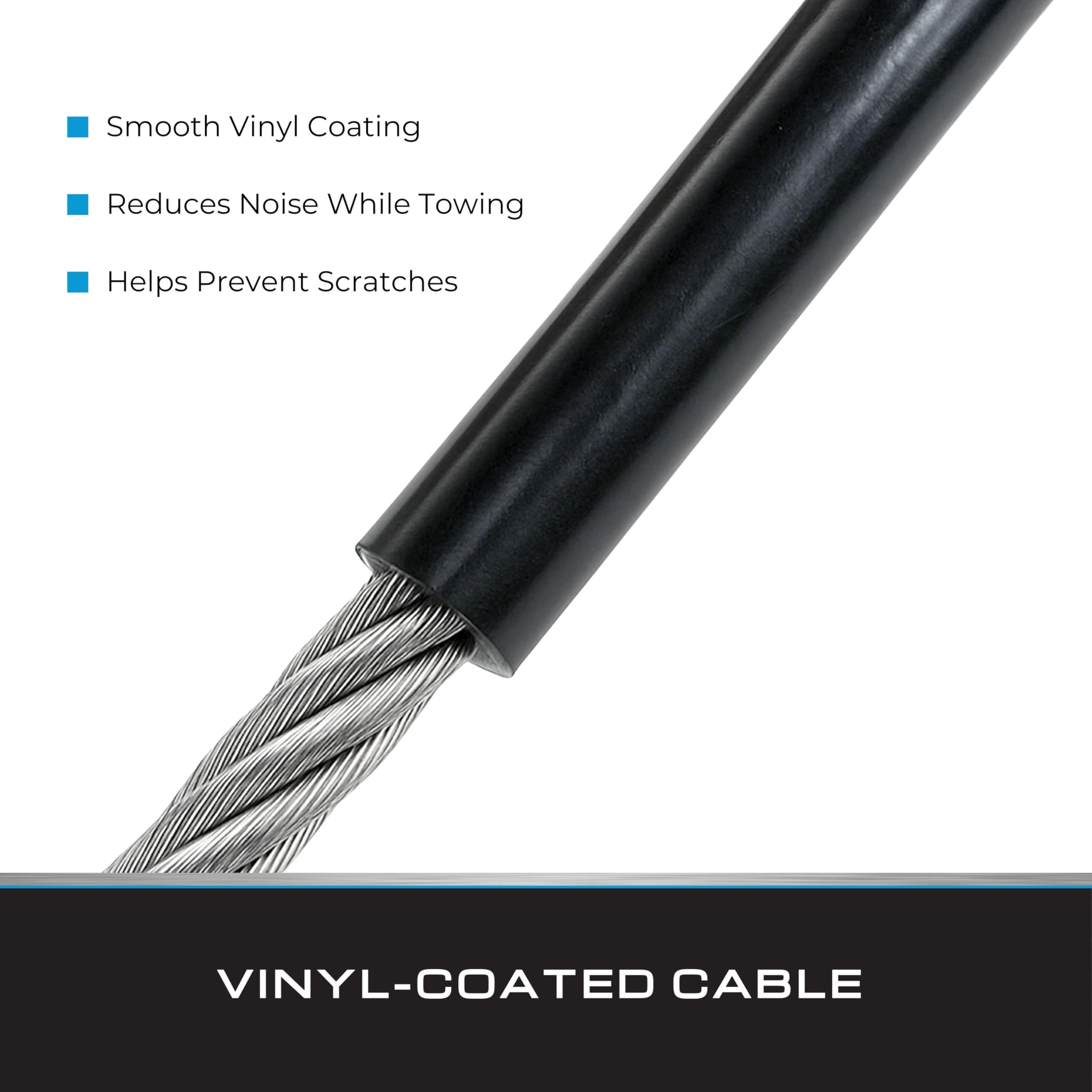 Tie Down cable connected at the hitch showing reliable trailer restraint