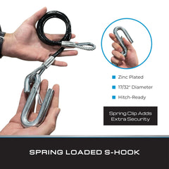 Tie Down coiled cable stored compactly to keep hitch area tidy