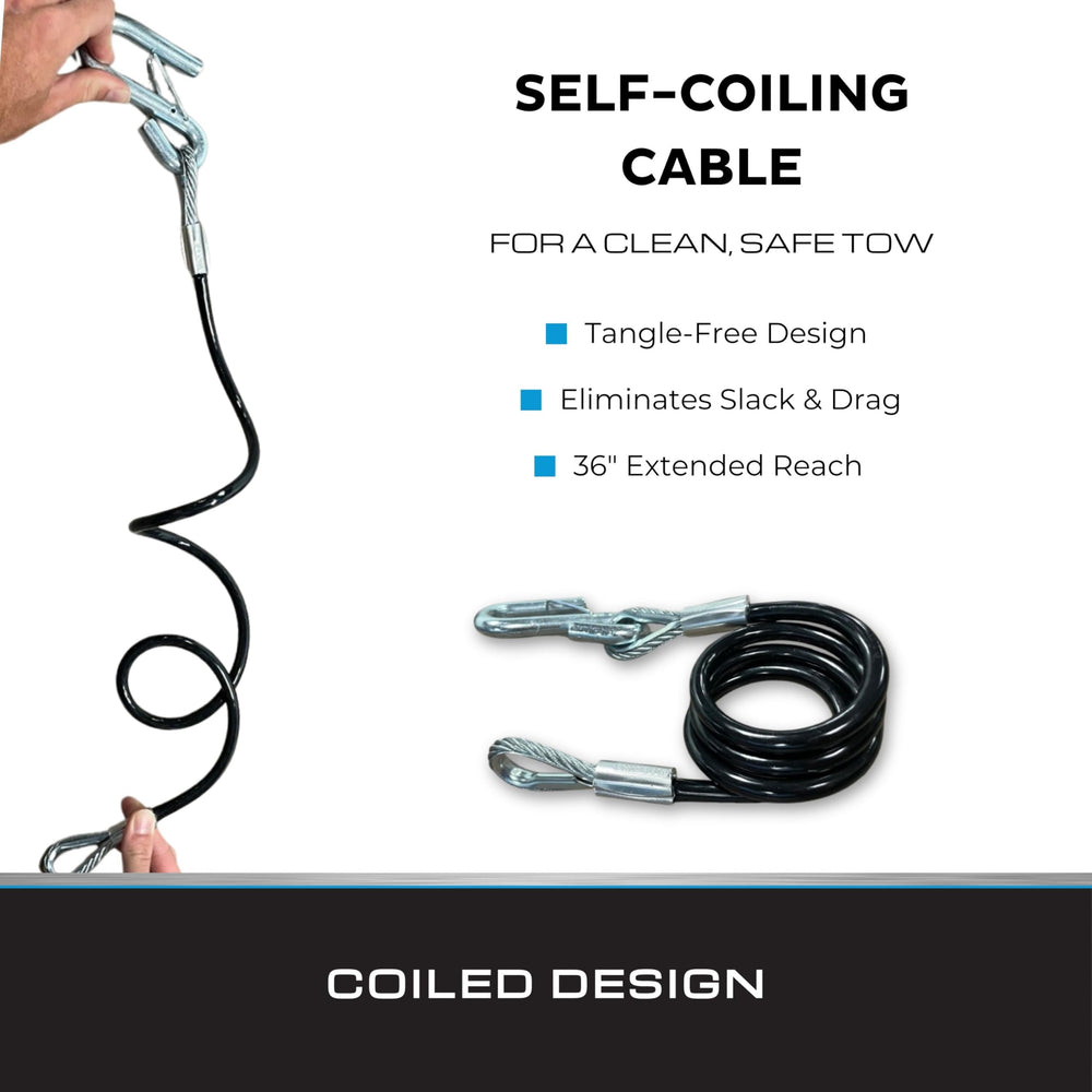 Tie Down close-up of vinyl-coated cable showing corrosion resistance benefit