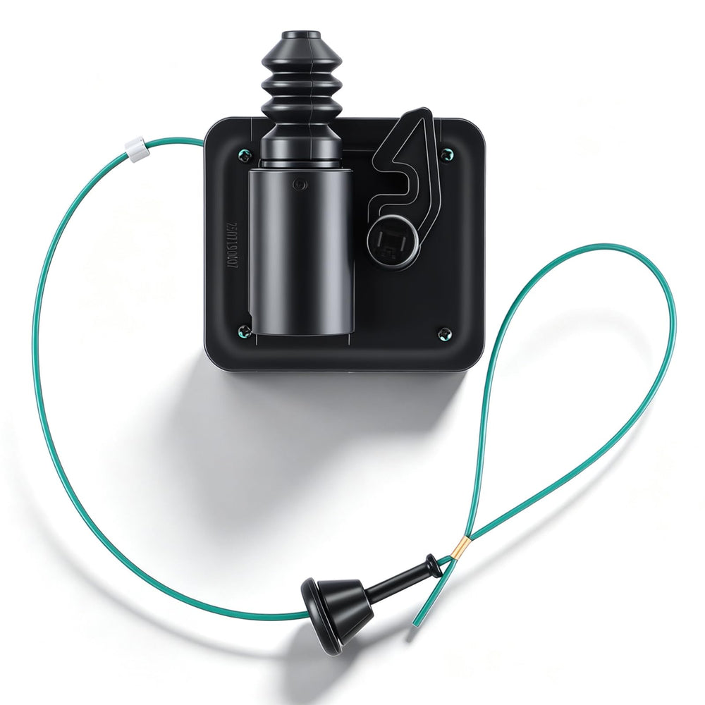 TIMEPAL front view of fuel door actuator showing mounting points and benefits