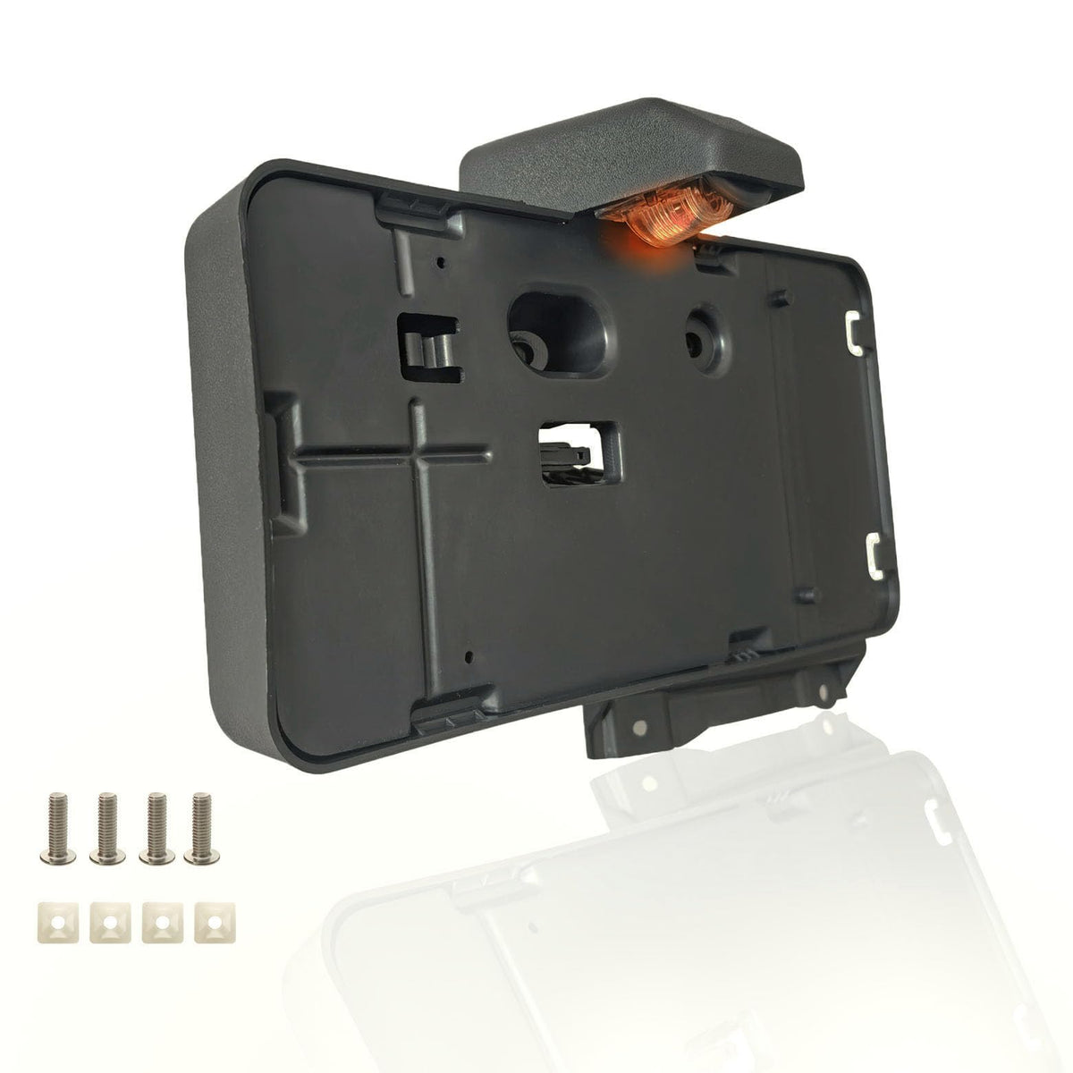 Timilge front view of rear plate holder shows clean fit and rugged finish