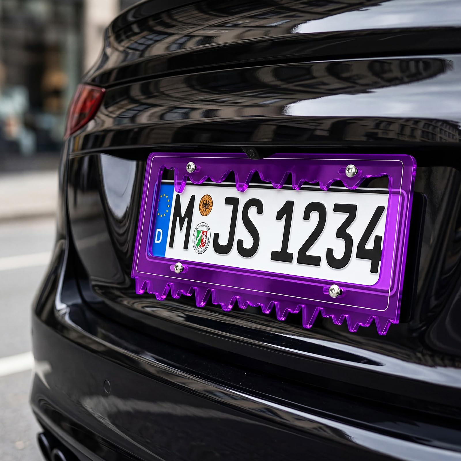 Timtin frame beside ruler, fits standard 6x12 license plates