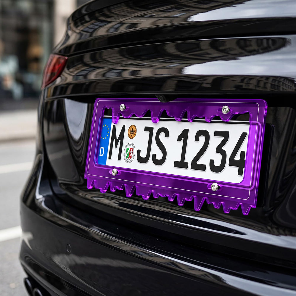 Timtin frame beside ruler, fits standard 6x12 license plates
