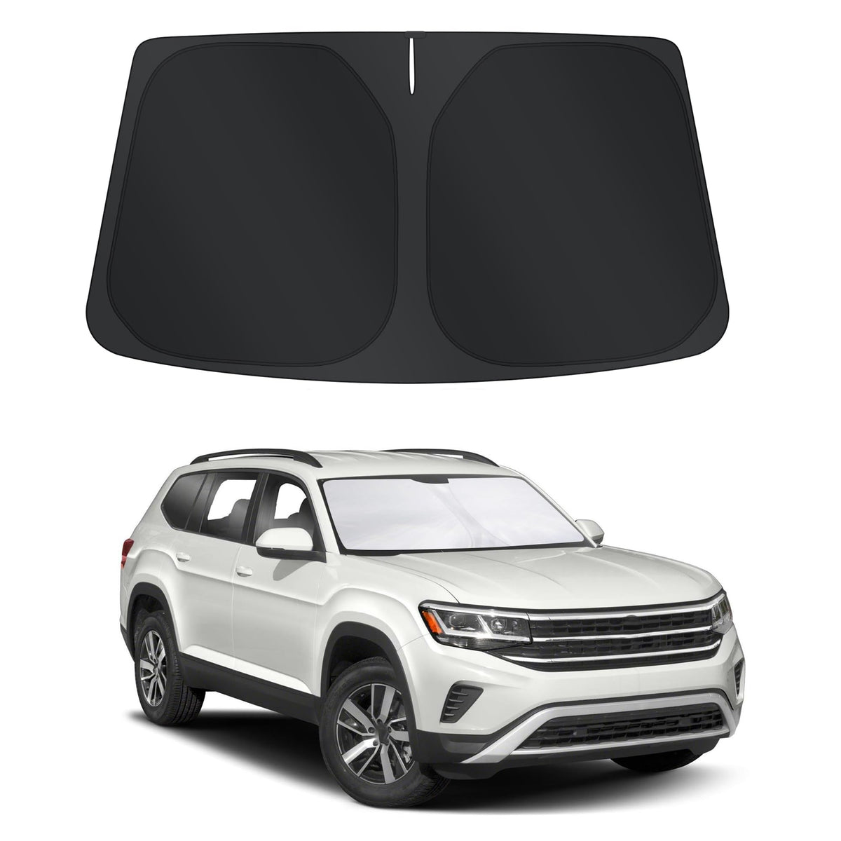 TINGLU front view of windshield shade showing perfect Atlas fit and sun protection