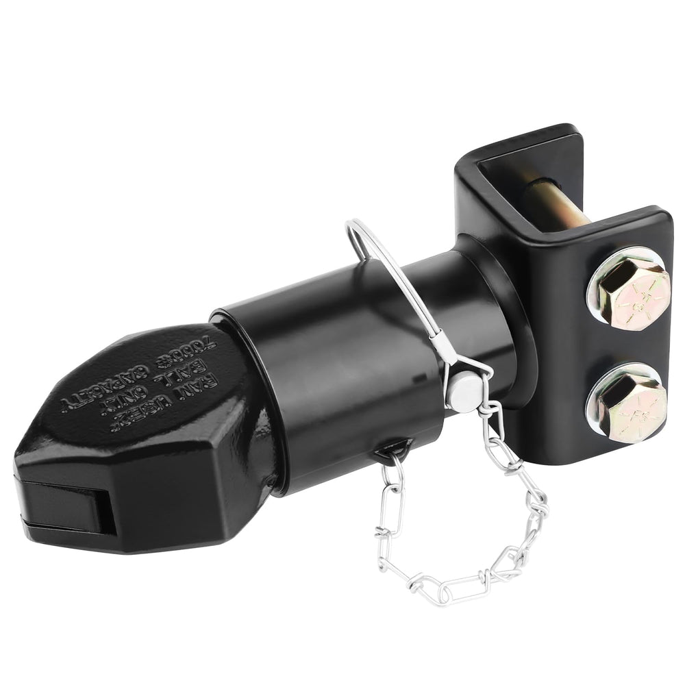 Tinivalee front view coupler showing secure ball connection and improved towing safety