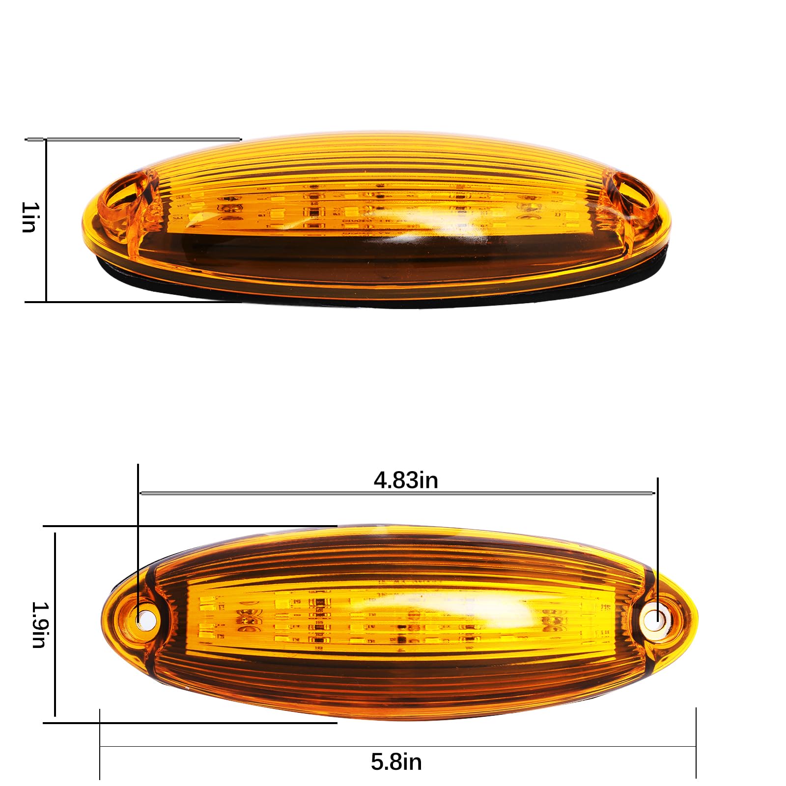 TINWID1919 side profile of one light mounted on roof showing low-profile, durable fit
