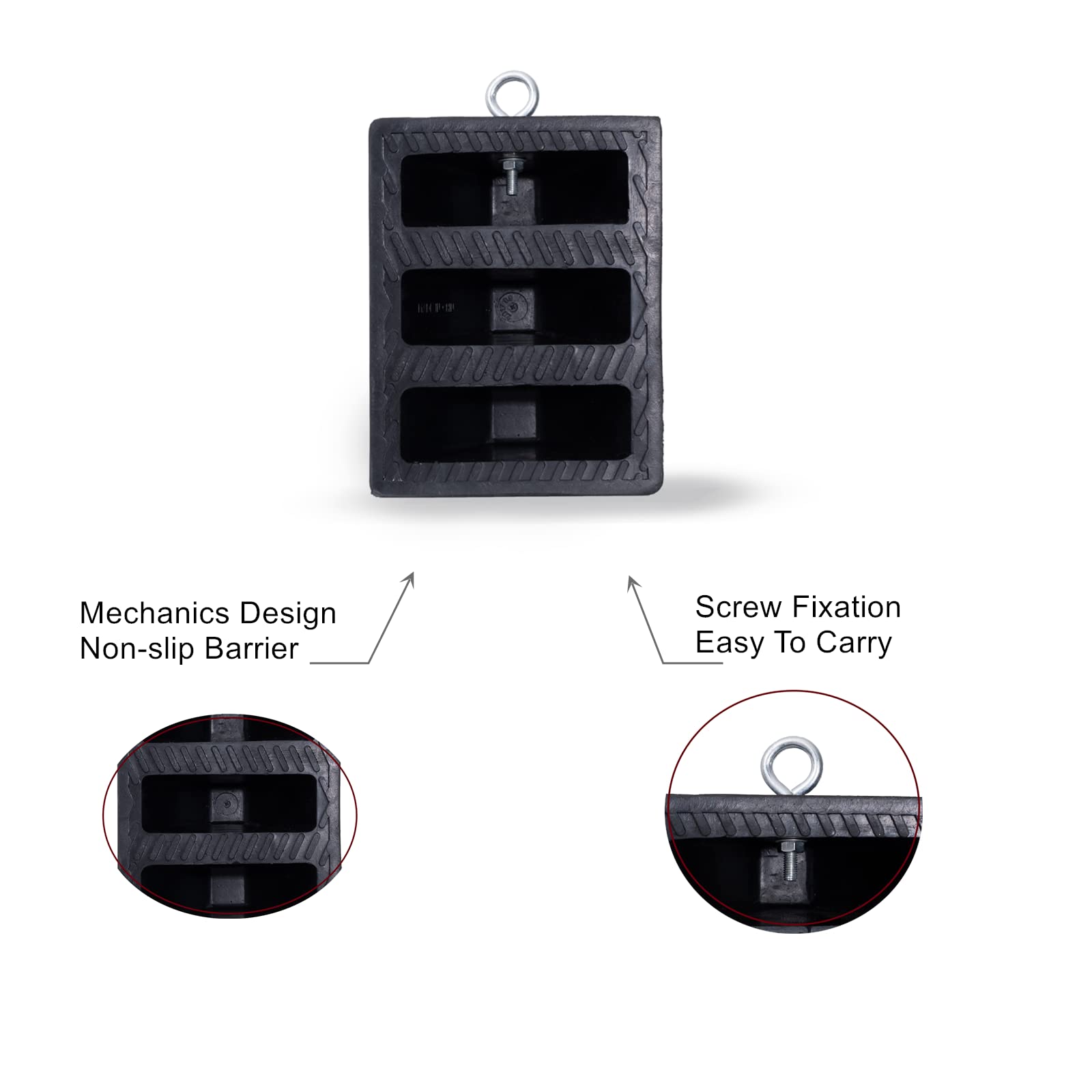 Tiousmoky chock placed against an RV tire demonstrating secure parking benefit