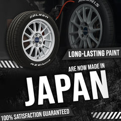 Tire Ink writing white letters on a tire sidewall for visibility