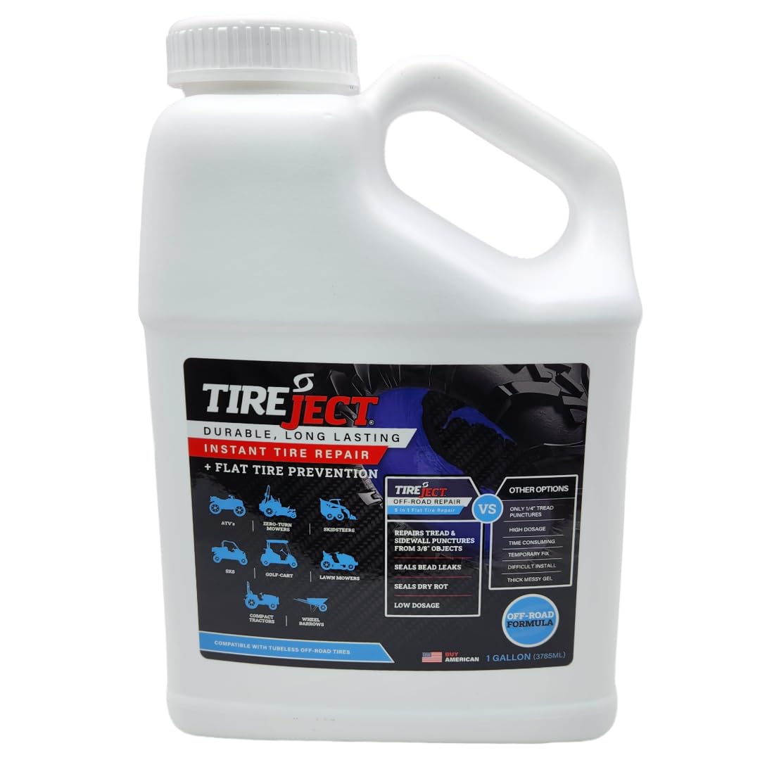 TireJect front label view showing product identity and benefits