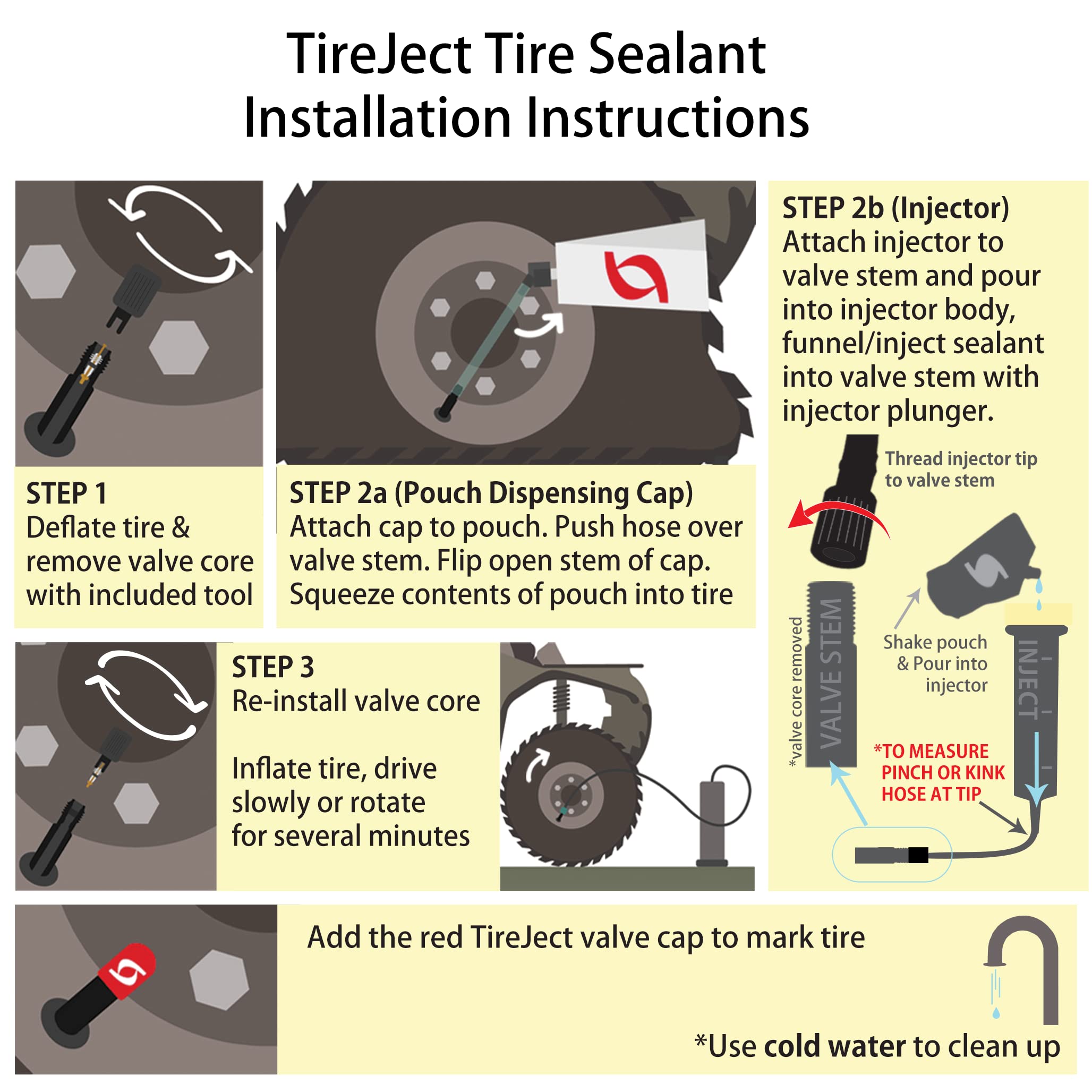 TireJect in use on an ATV tire during off-road trail repair