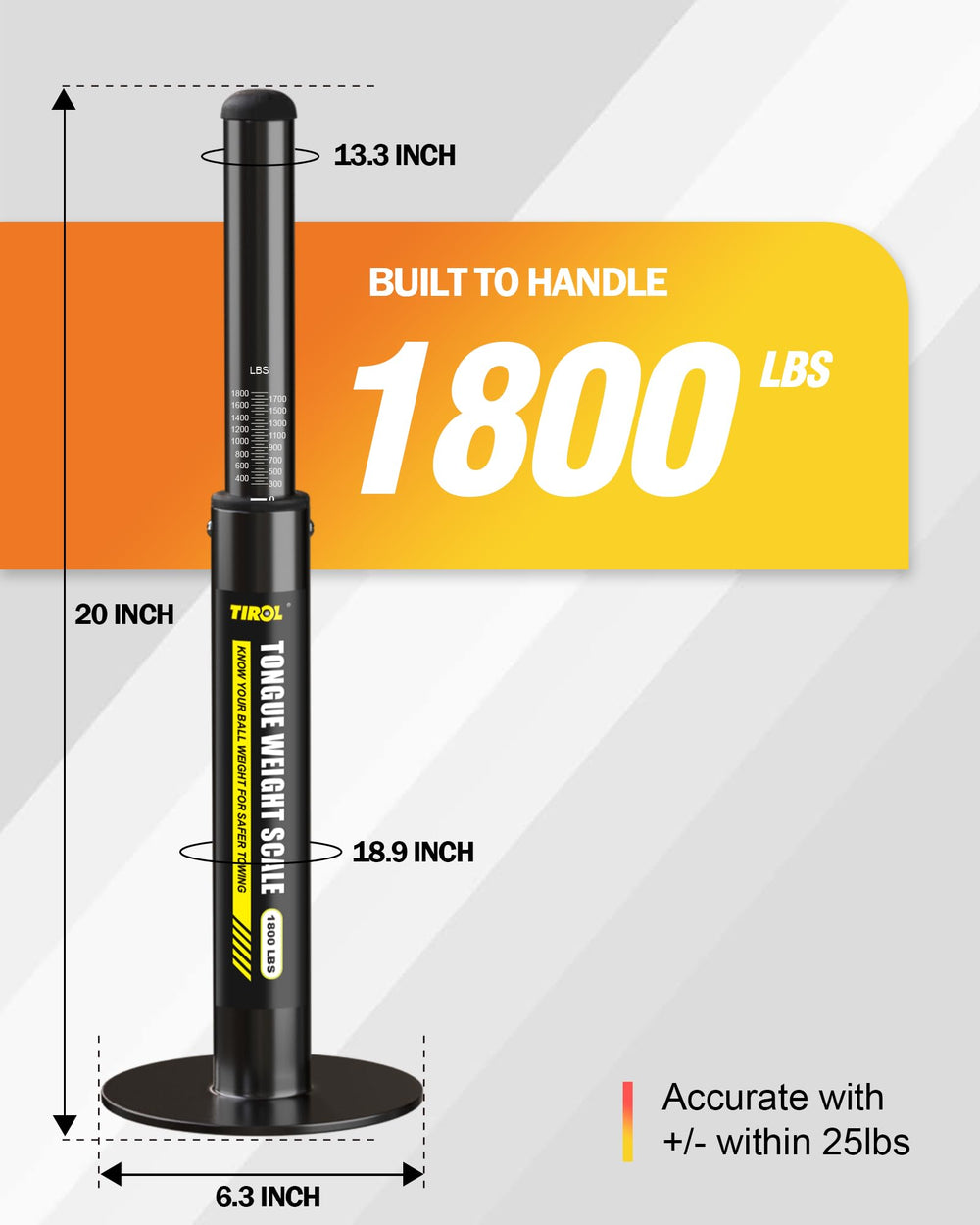 TIROL scale size comparison with hand demonstrating compact, portable design for convenient storage and transport