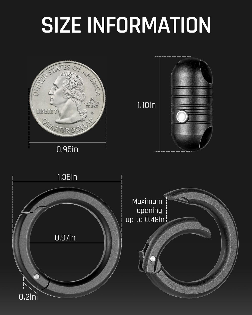 TISUR round carabiner detail showing secure clip and easy attachment