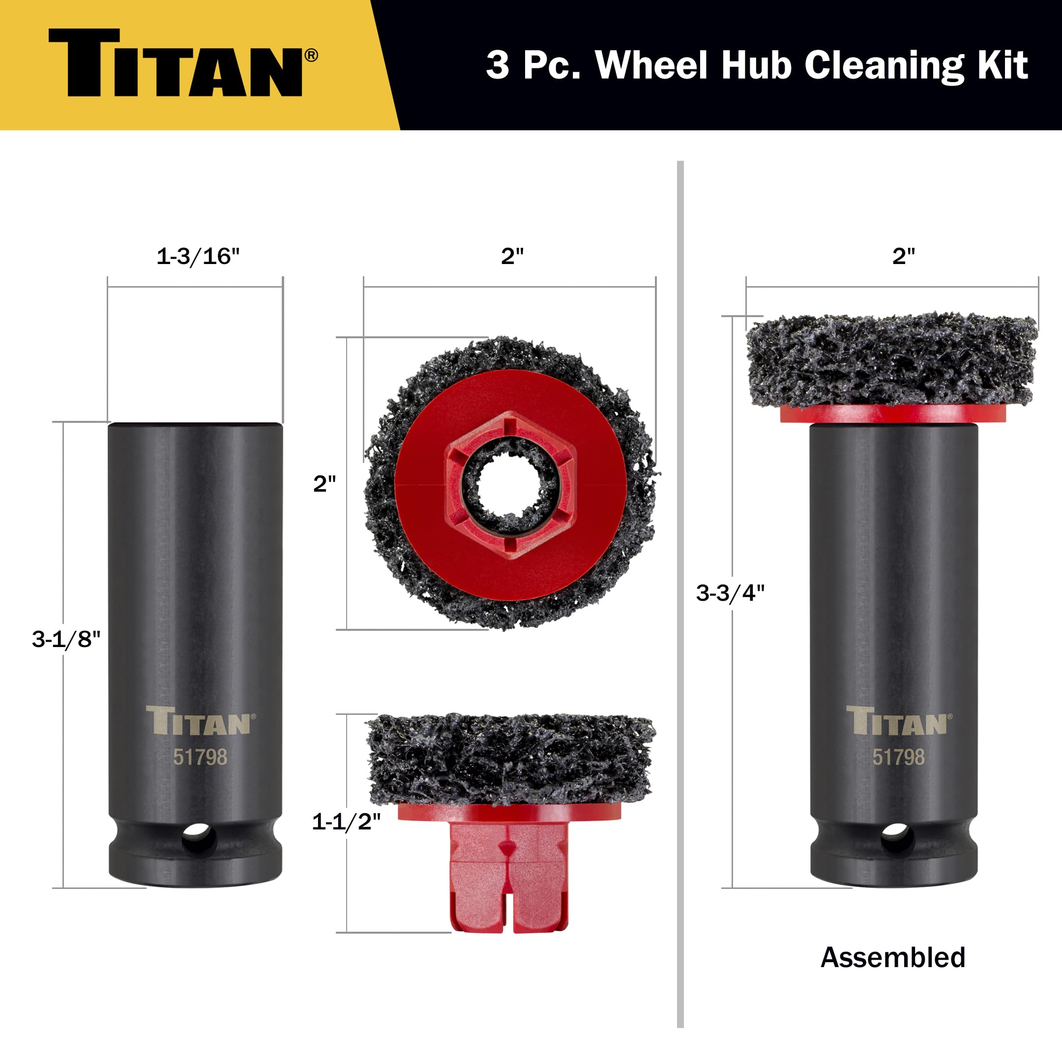 Titan tool in use on wheel hub removing rust for safer wheel installation