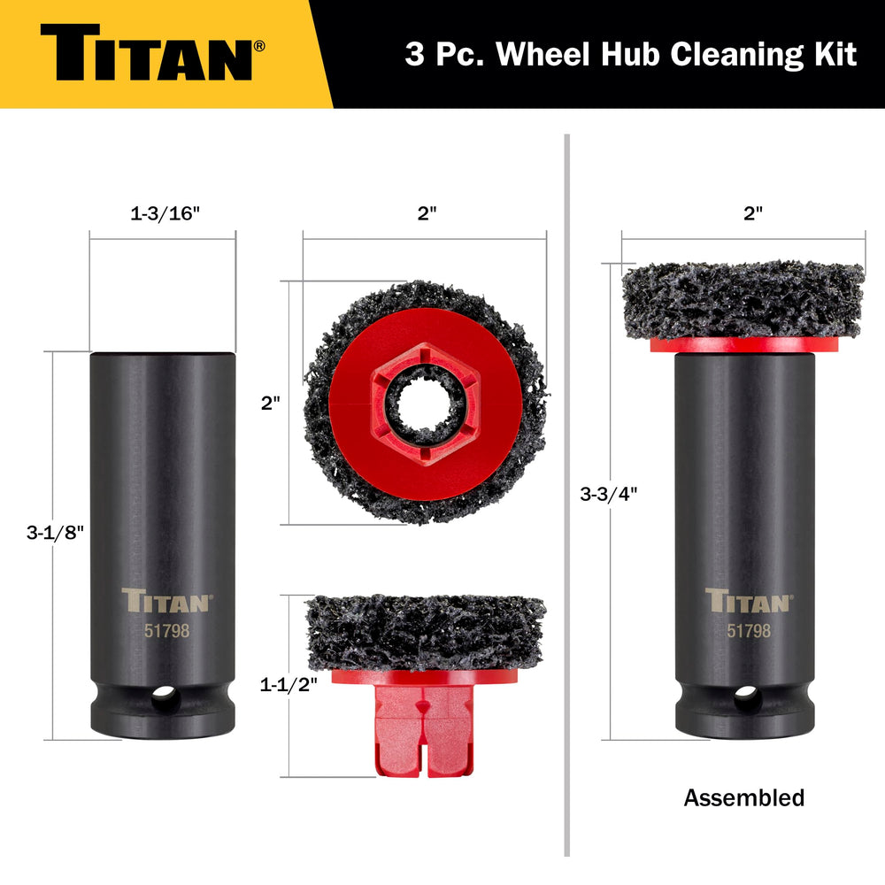 Titan tool in use on wheel hub removing rust for safer wheel installation