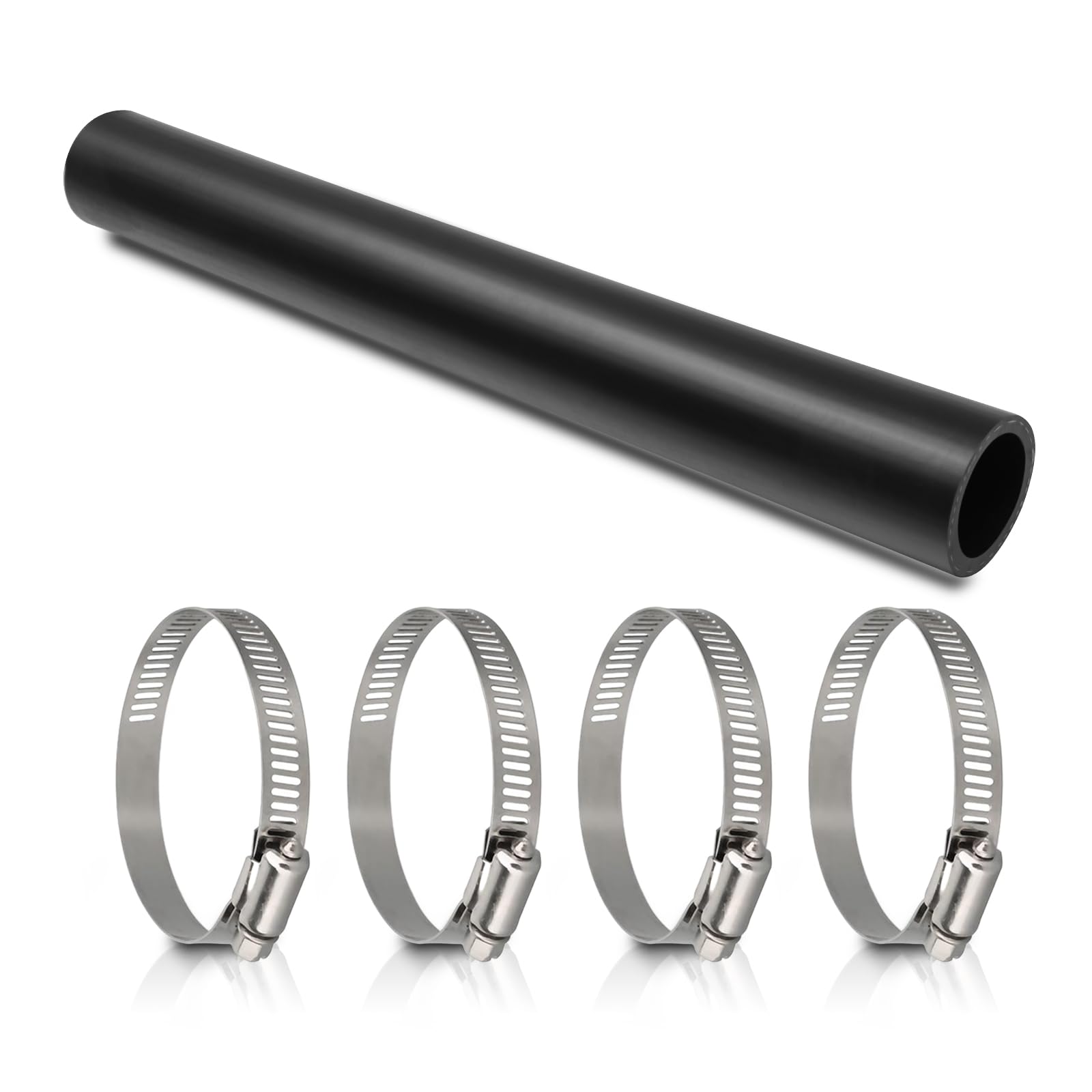 TKKEUEP front view of packaged filler hose showing included clamps and label benefits