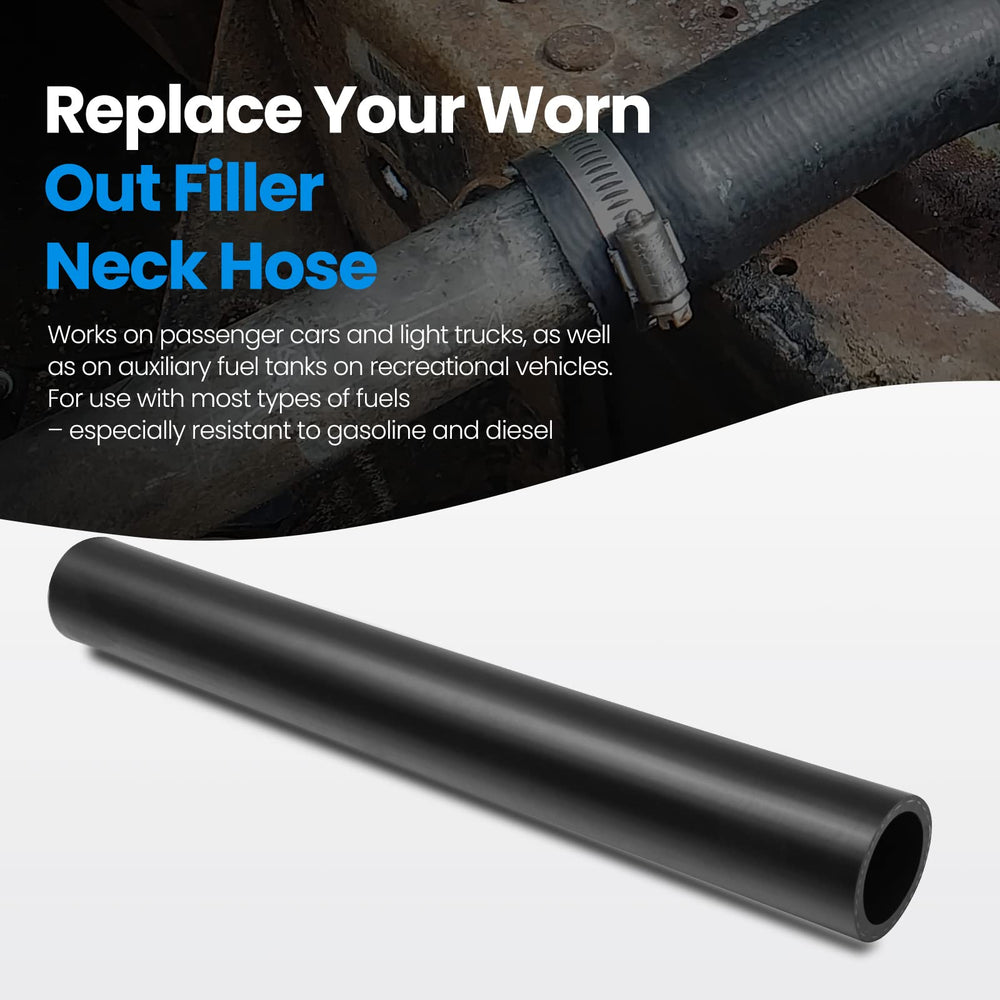 TKKEUEP hose installed on a vehicle filler neck showing secure fit and leak prevention