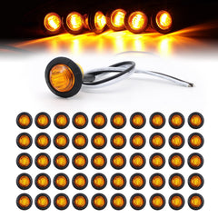 TMH front view of amber mini round marker light showing compact profile and bright signal