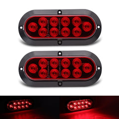 TMH front view of oval red LED tail light showing bright stop visibility
