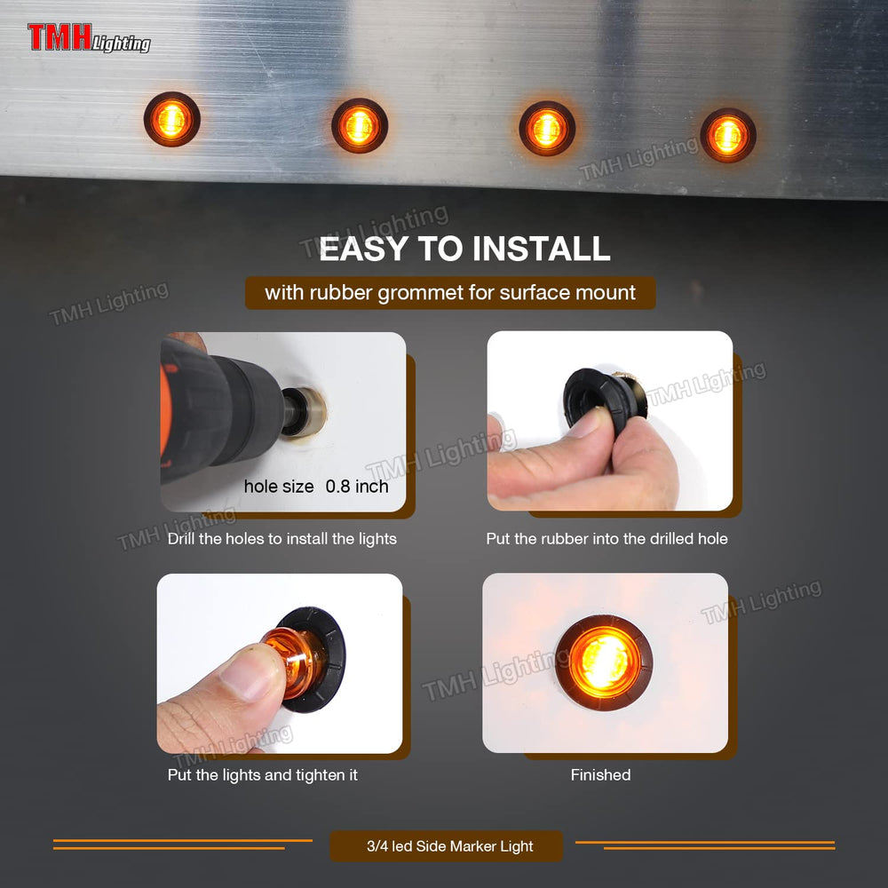 TMH installed on truck at night showing enhanced amber visibility for safety