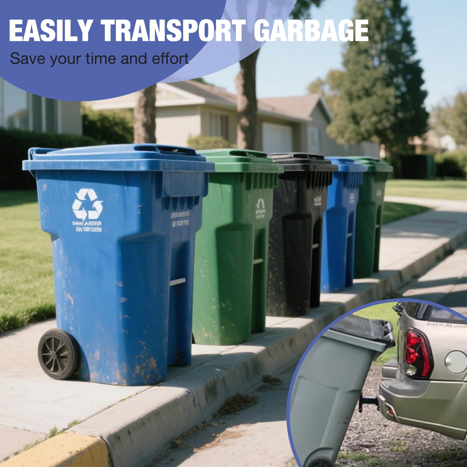 TNCZHYLX next to a standard trash bin demonstrating compact size and clearance benefits