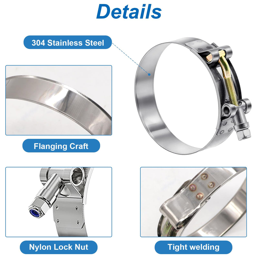 Tnisesm polished clamp surface and bolt detail showing corrosion resistance advantage