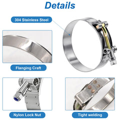 Tnisesm polished clamp surface and bolt detail showing corrosion resistance advantage