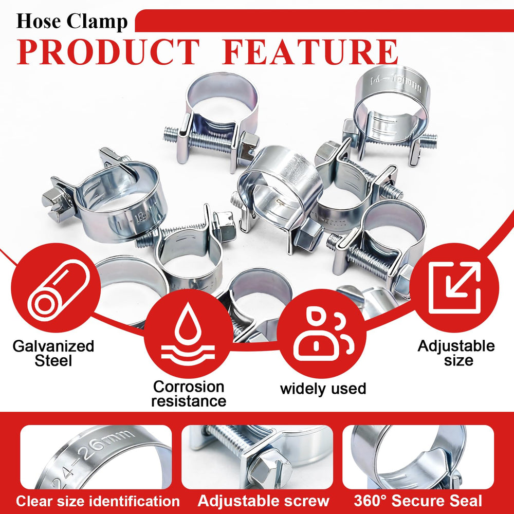 Tnisesm clamps installed on an automotive fuel hose demonstrating secure leak-resistant fit