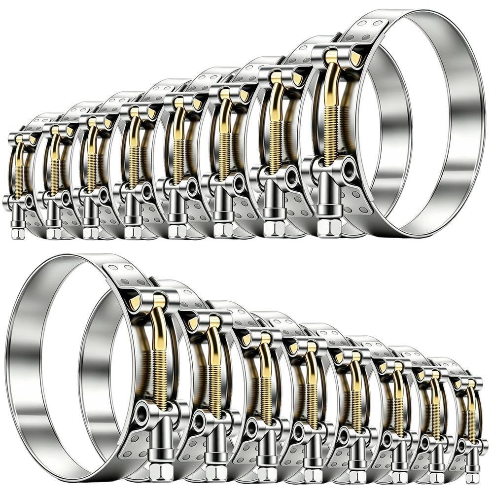 Tnisesm front view of 16-piece clamp kit showing sizes and packaging, easy selection benefit